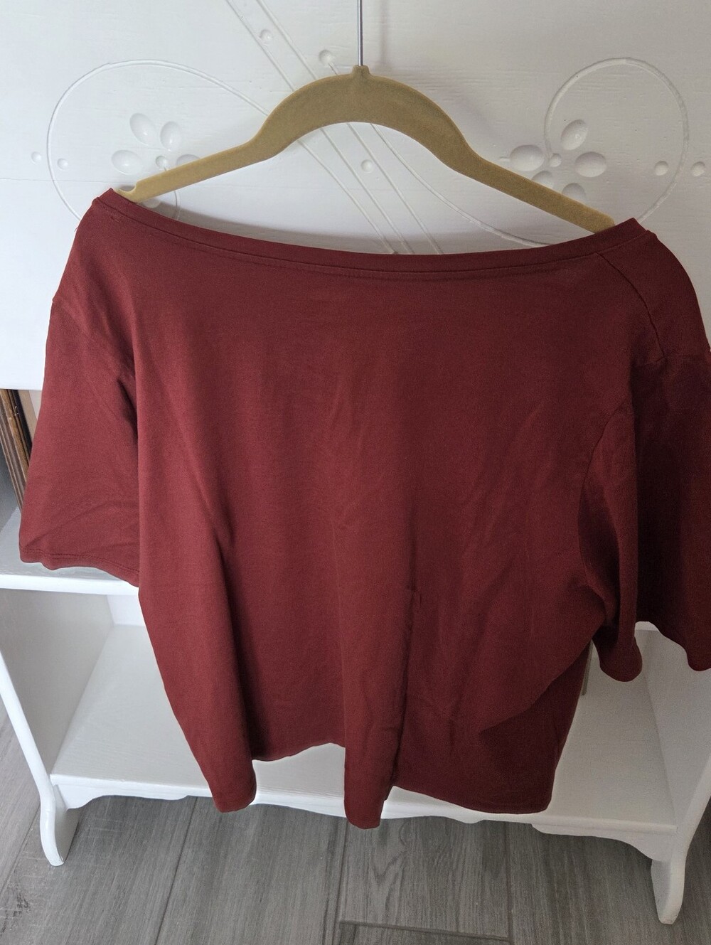 Short Sleeve Top in Deep Brick Red